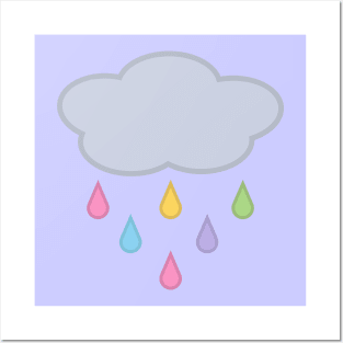 Raining Rainbow Raindrop Rain Cloud in Purple Posters and Art